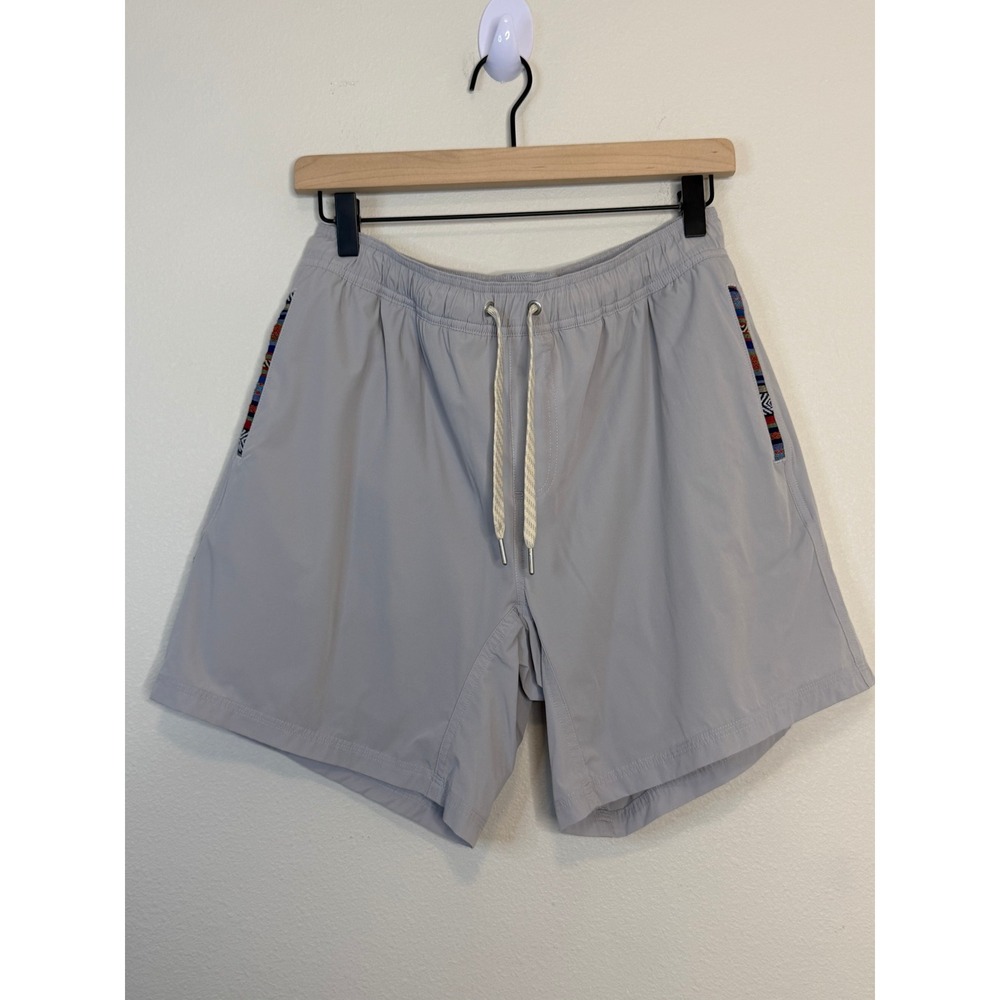 Wowie Men's Grey Elastic Waist Shorts Boho Pattern Trim Pocket Size Large